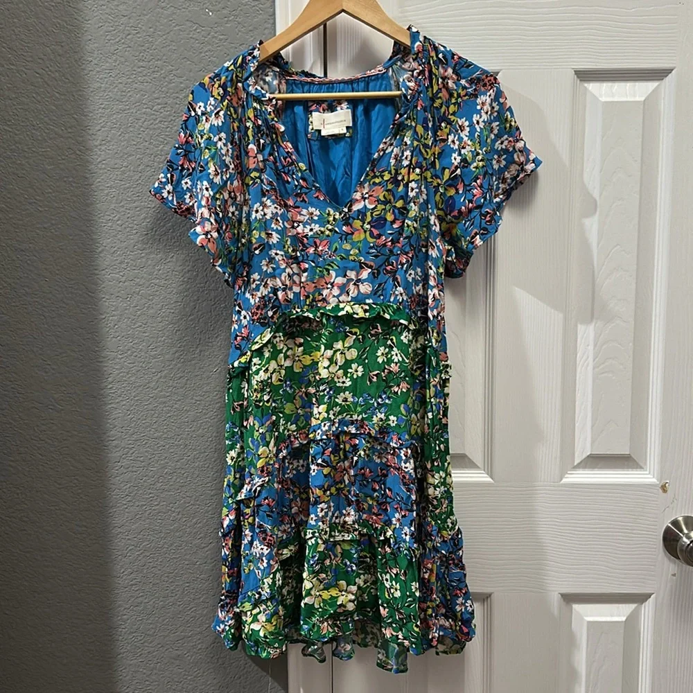 Anthropologie robin tiered multicolored floral dress size small - Picture 2 of 5